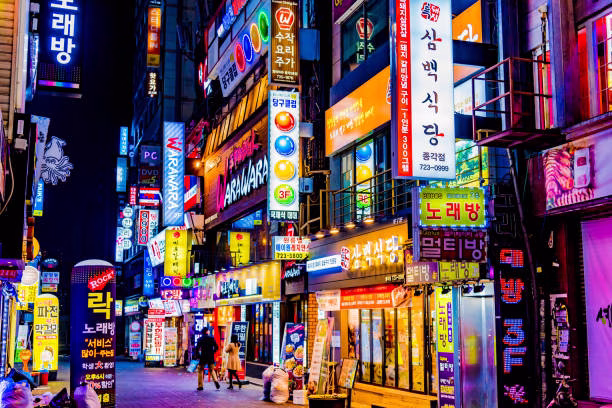 Seoul nightlife scene where hookups often begin.
